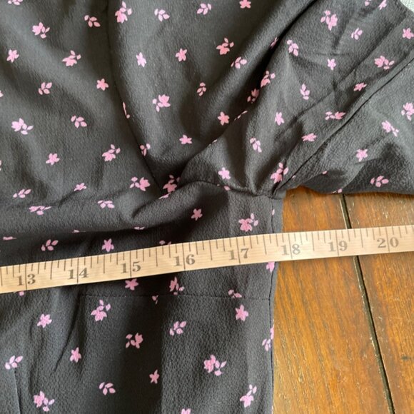 French Connection Verona Crepe Mini Dress Navy Blue Pink Floral Cut Outs Short 8 - Picture 14 of 16